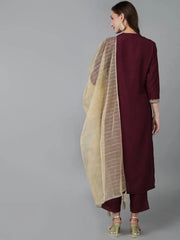 Women Silk Blend Embroidered Kurta Trouser-PKSKD1706