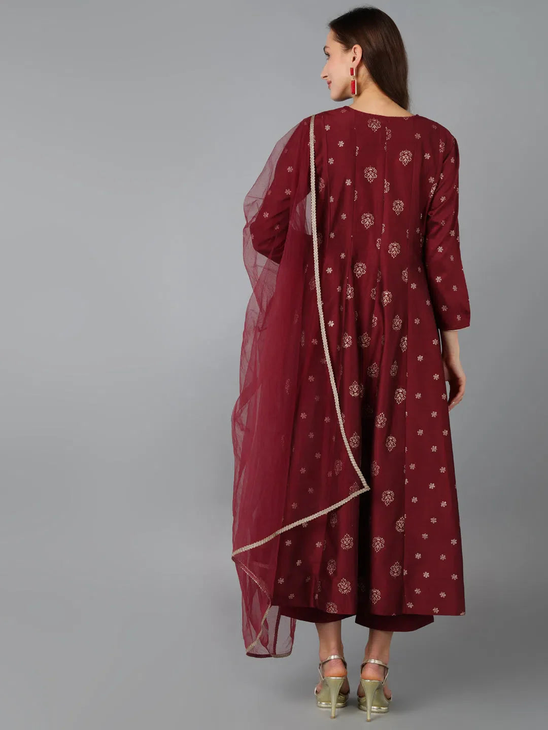 Silk Blend Embroidered Women's Kurta Sets - Indian Design