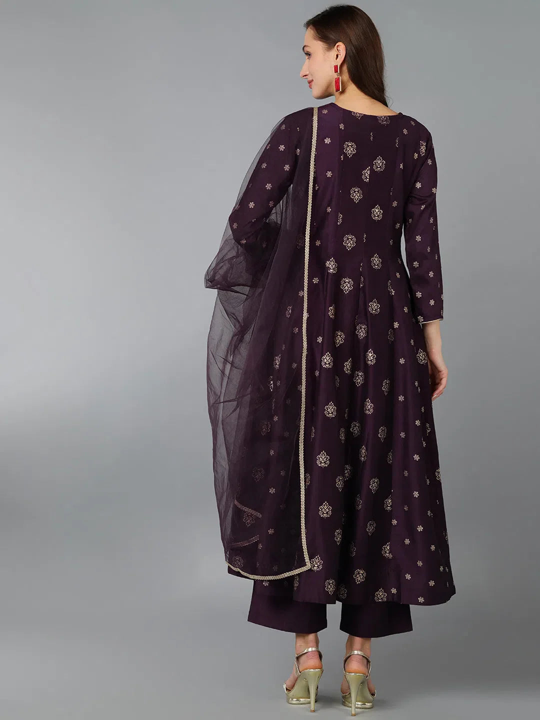 Women's Embroidered Silk Blend Indian Kurta Sets with Dupatta