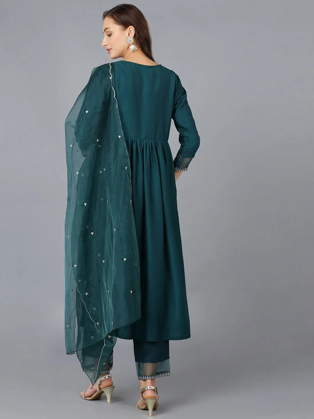 Silk Blend Embroidered Women's Kurta Set | Indian Kurta Sets - Style 1