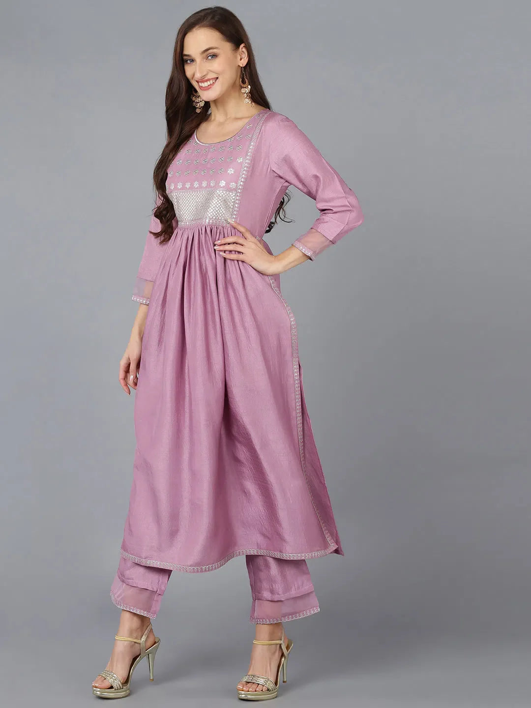Embroidered Silk Blend Kurta | Women's Indian Kurta Sets Online