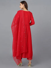 Women Silk Blend Embroidered Solid Kurta-PKSKD1724