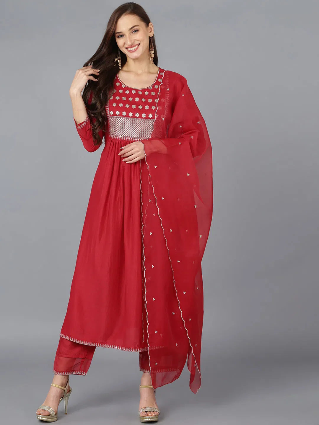 Silk Embroidered Kurta | Women's Indian Designer Kurta Sets