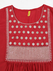 Women Silk Blend Embroidered Solid Kurta-PKSKD1732