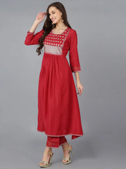 Women Silk Blend Embroidered Solid Kurta-PKSKD1732
