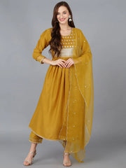 Women Silk Blend Embroidered Solid Kurta-PKSKD1734