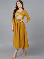 Women Silk Blend Embroidered Solid Kurta-PKSKD1734