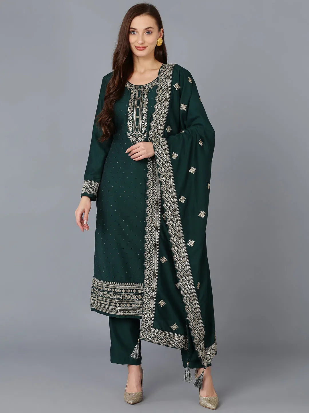 Women's Silk Blend Embroidered Kurta Trouser | Designer Kurta