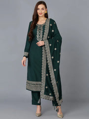 Women Silk Blend Embroidered Kurta Trouser-PKSKD1748