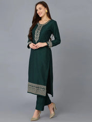 Women Silk Blend Embroidered Kurta Trouser-PKSKD1748