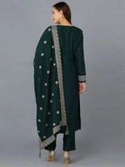 Women Silk Blend Embroidered Kurta Trouser-PKSKD1748