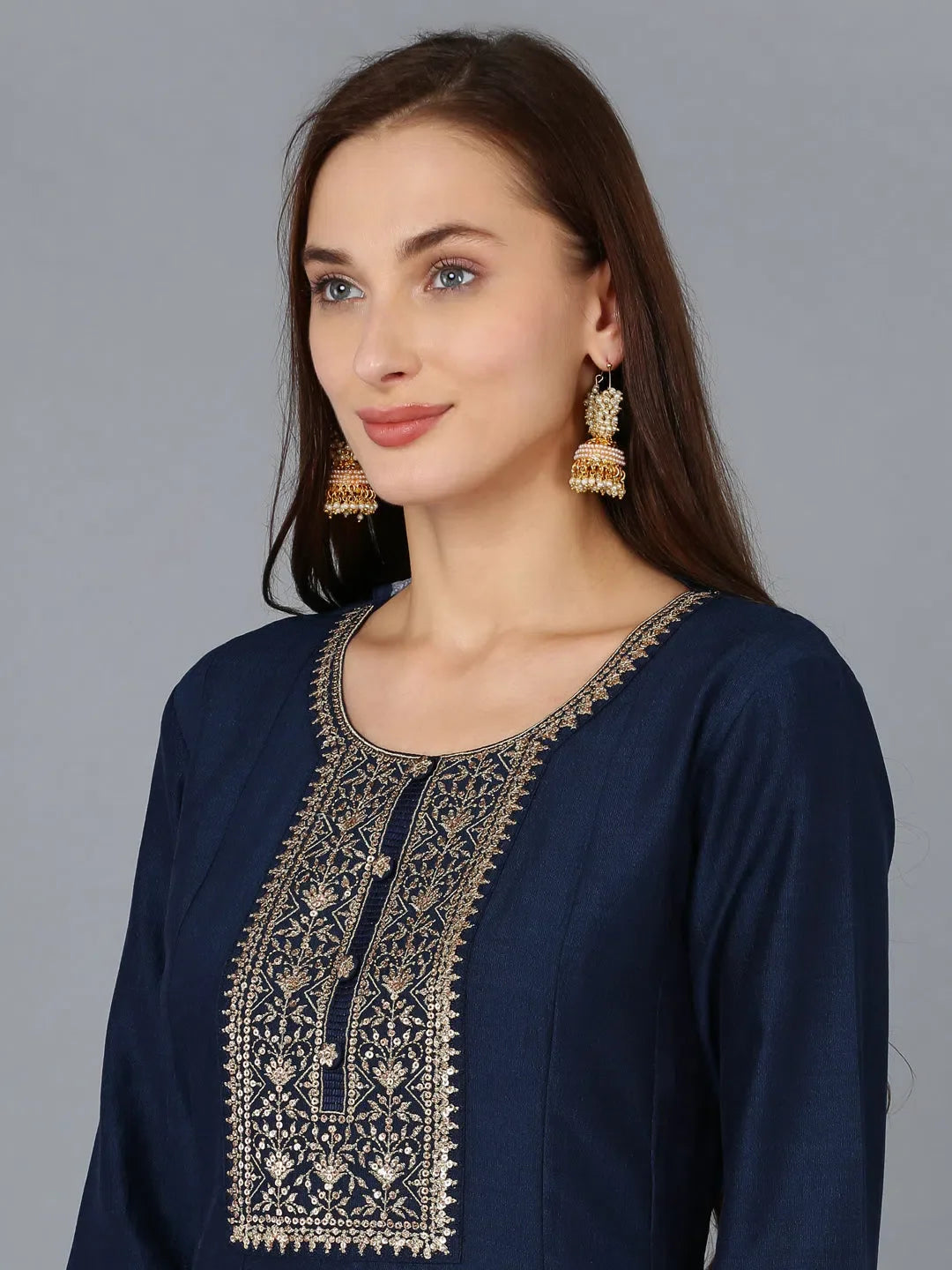 Embroidered Silk Blend Women's Kurta Set | Indian Kurta Sets - Style 1