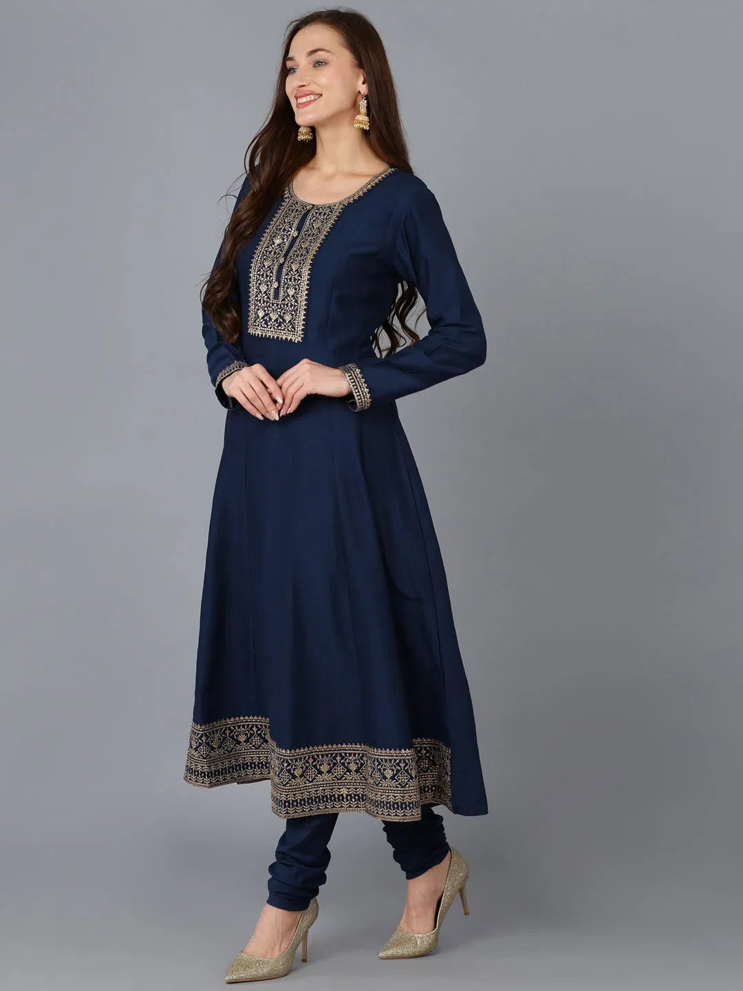 Embroidered Silk Blend Women's Kurta Set | Indian Kurta Sets - Style 1