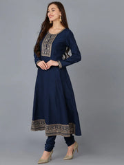 Women Silk Blend Embroidered Kurta Trouser-PKSKD1755