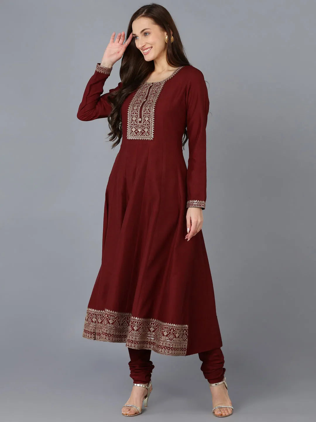 Silk Blend Embroidered Kurta Trouser Set | Women's Kurta Sets