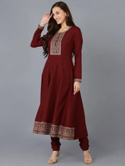 Women Silk Blend Embroidered Kurta Trouser-PKSKD1756