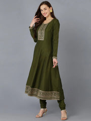 Women Silk Blend Embroidered Kurta Trouser-PKSKD1757