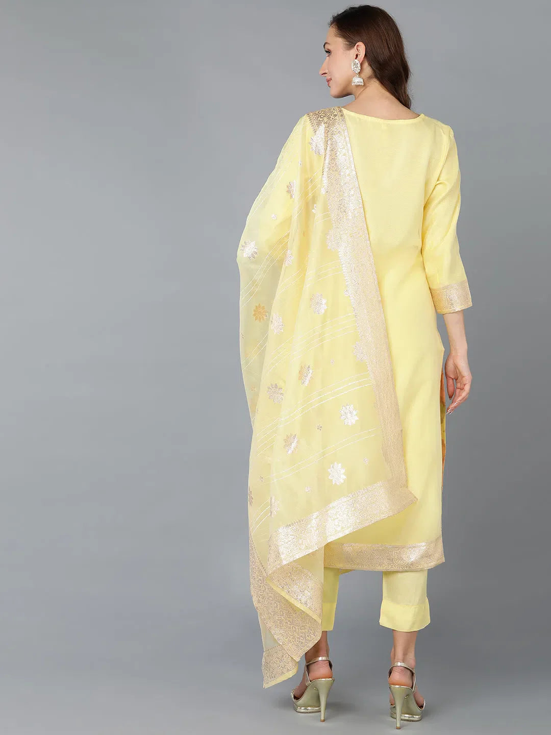 Poly Chanderi Abstract Indian Kurta Sets for Women
