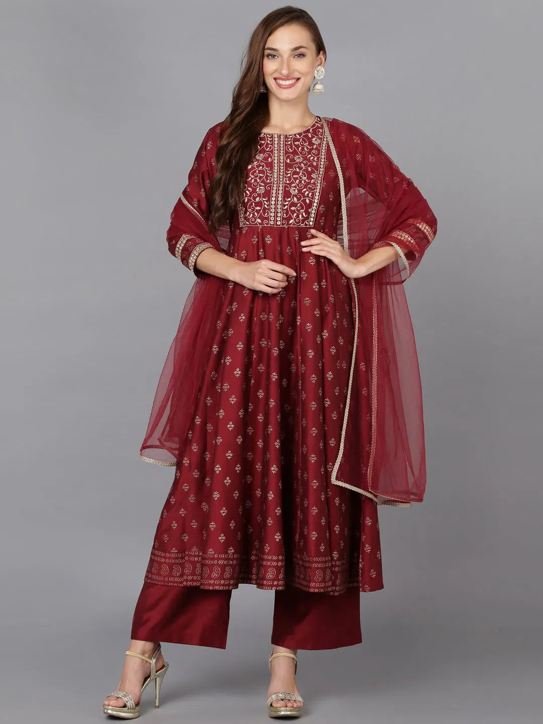 Silk Blend Embroidered Kurta Trouser - Designer Kurta Sets