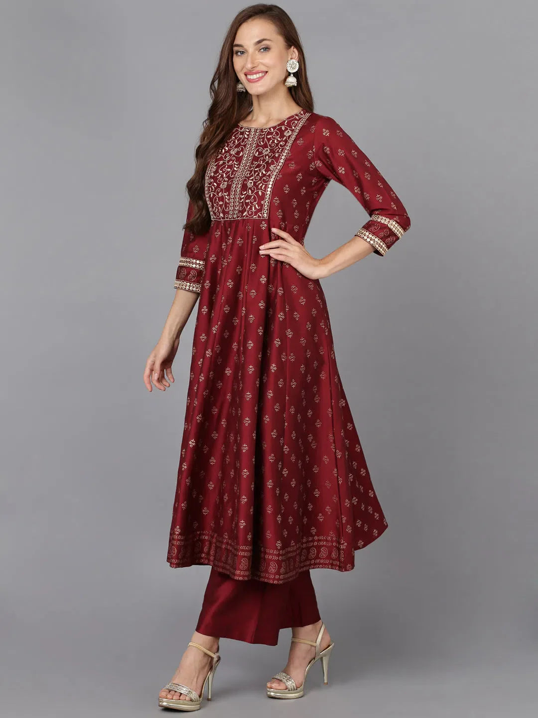 Silk Blend Embroidered Kurta Trouser - Designer Kurta Sets
