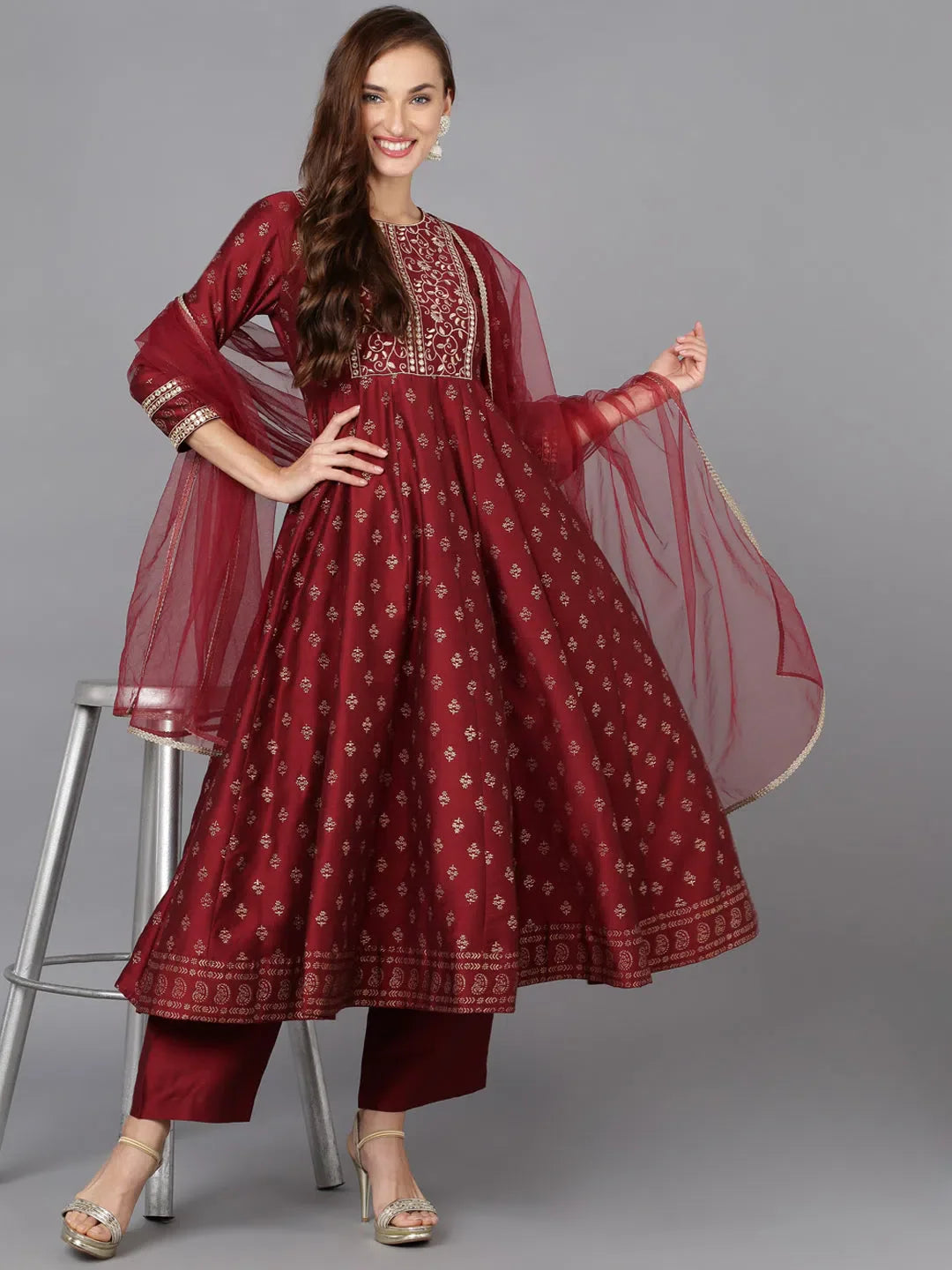 Silk Blend Embroidered Kurta Trouser - Designer Kurta Sets