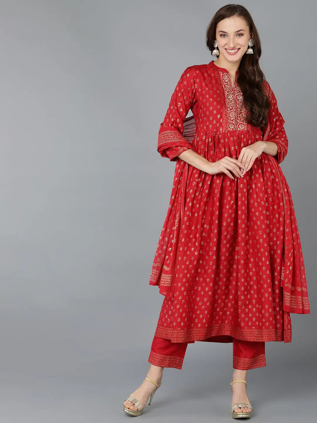 Silk Blend Printed Kurta | Women's Indian Kurta Sets Online