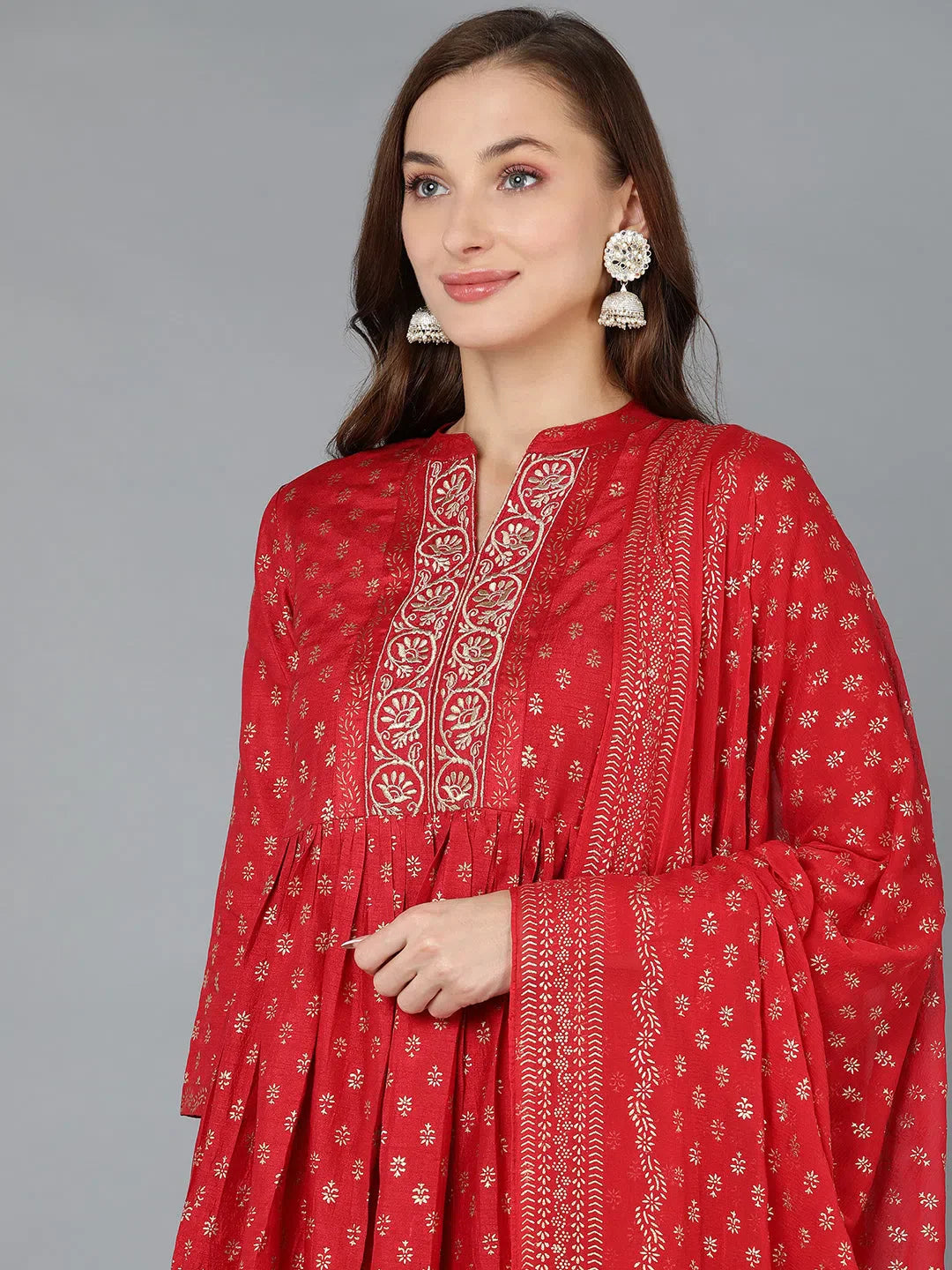 Silk Blend Printed Kurta | Women's Indian Kurta Sets Online