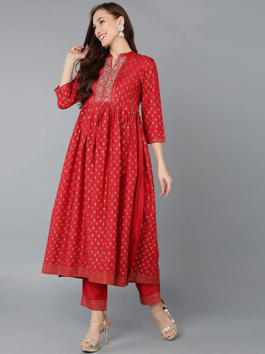 Silk Blend Printed Kurta | Women's Indian Kurta Sets Online