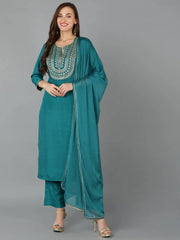 Women Silk Blend Yoke Design Solid-PKSKD1788