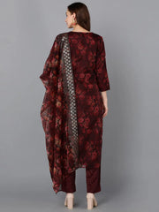 Women Organza Embroidered Kurta Trousers With-PKSKD1798