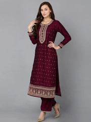 Women Silk Blend Embroidered Kurta Trouser-PKSKD1816