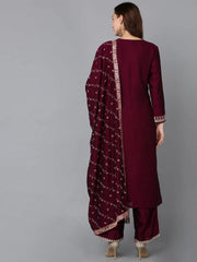 Women Silk Blend Embroidered Kurta Trouser-PKSKD1816