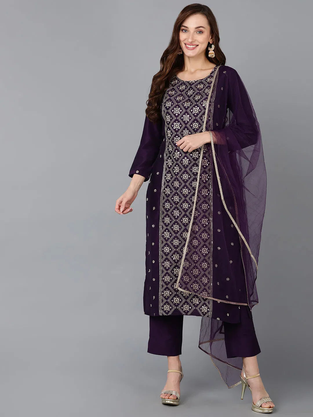 Embroidered Silk Blend Kurta Trouser Sets | Indian Kurtas