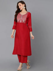 Women Silk Blend Yoke Design Kurta-PKSKD1828