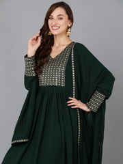 Women Georgette Yoke Design Kurta Trousers