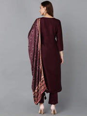Women Silk Blend Embroidered Kurta Trousers-PKSKD1846