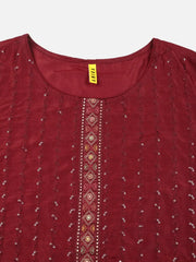 Women Silk Blend Embroidered Ethnic Motifs-PKSKD1847