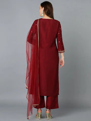 Women Silk Blend Embroidered Ethnic Kurta-PKSKD1849