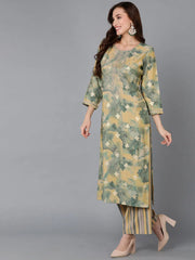 Women Silk Blend Printed Abstract Embroidered