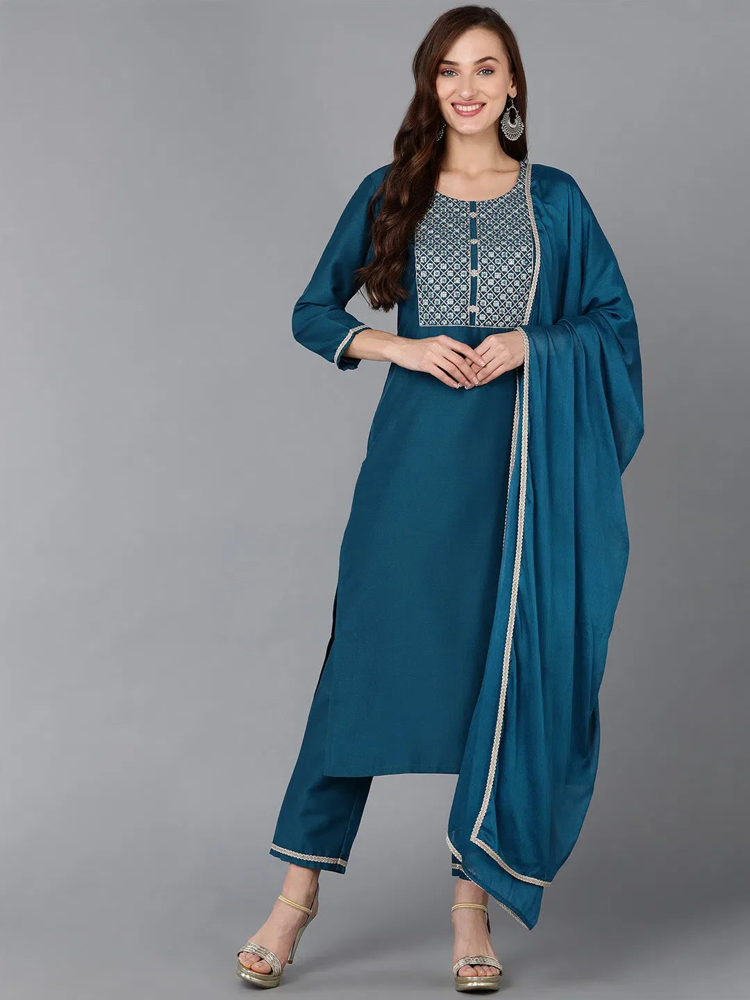Shop Embroidered Silk Blend Women's Kurta Sets | Indian Kurta Sets