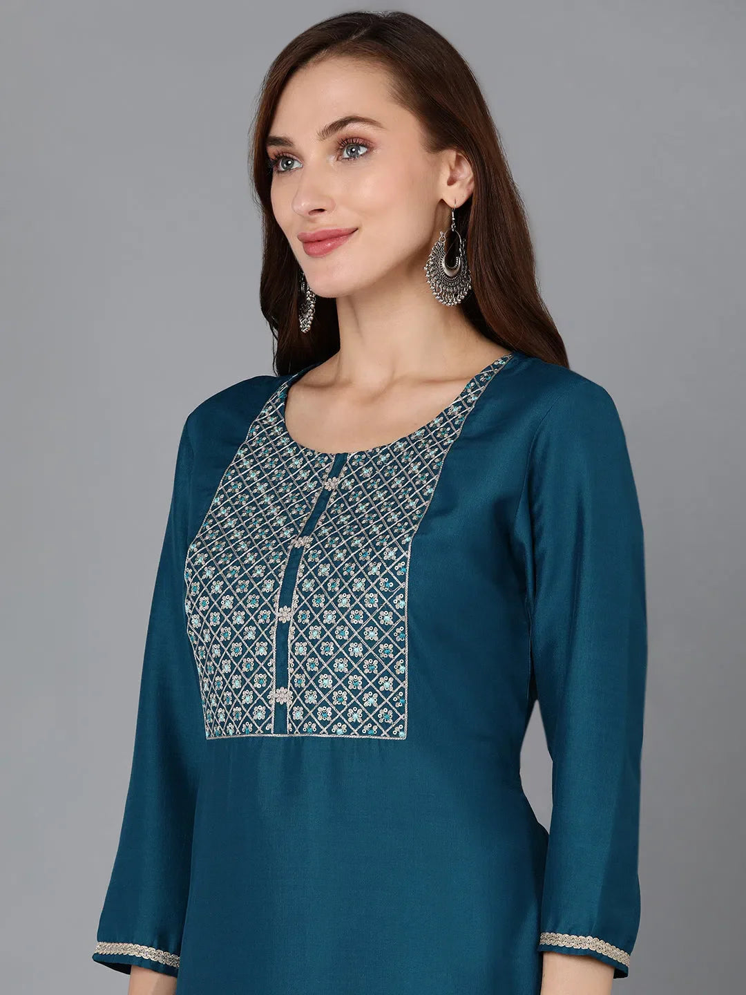 Shop Embroidered Silk Blend Women's Kurta Sets | Indian Kurta Sets