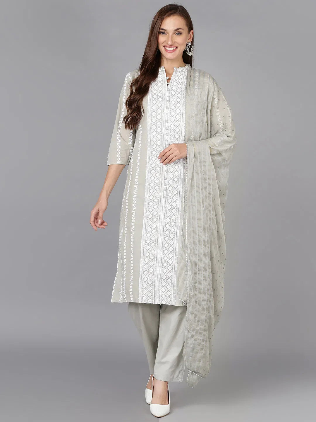 Embroidered Silk Blend Indian Kurta Set - Women's Kurta Sets