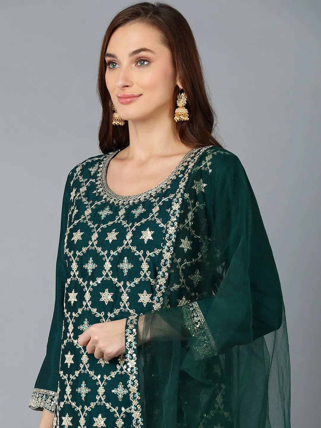 Women's Silk Abstract Kurta | Designer Indian Kurta Sets