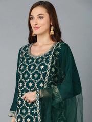 Women Silk Blend Abstract Embroidered Kurta