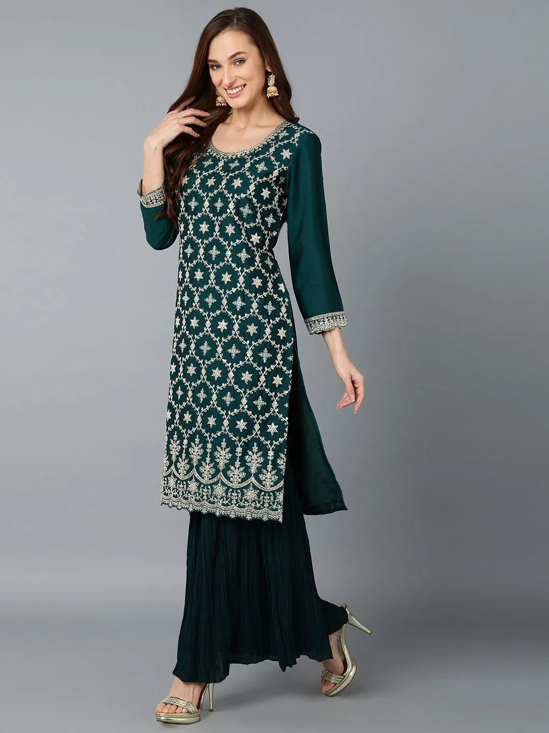Women's Silk Abstract Kurta | Designer Indian Kurta Sets