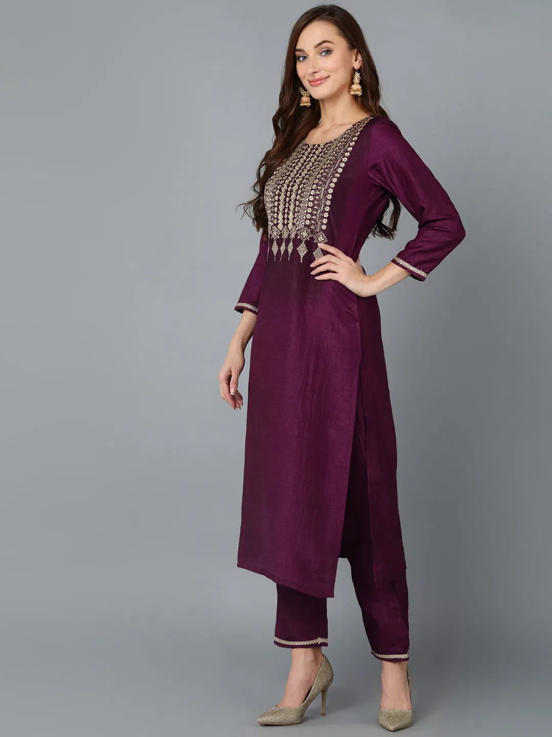 Women's Silk Yoke Design Kurta | Shop Indian Kurta Sets