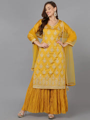 Women Silk Blend Embroidered Kurta Palazzo-PKSKD1871