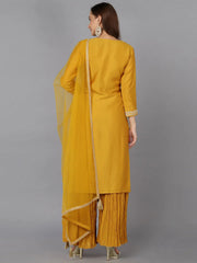 Women Silk Blend Embroidered Kurta Palazzo-PKSKD1871