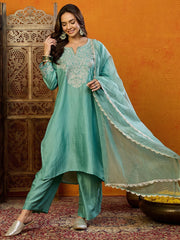Polyester Solid Green Indian Ethnic-PKSKD1889A