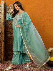 Polyester Solid Green Indian Ethnic-PKSKD1889A